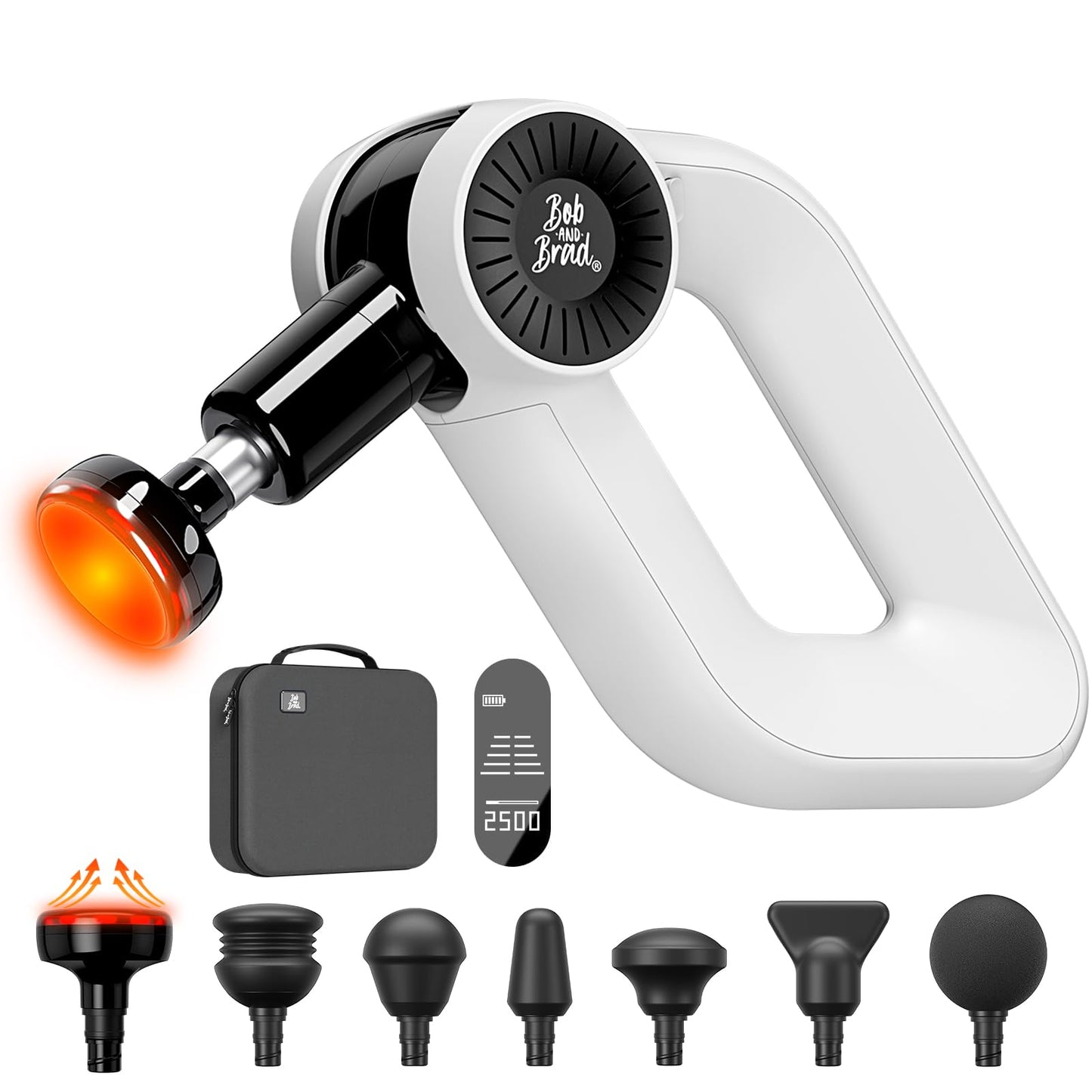 BOB AND BRAD D6 Pro Plus Massage Gun with Heat, Deep Tissue Percussion with 16mm Amplitude, Professional Muscle Massager Gun for Athletes, Quiet Electric Handheld Massager