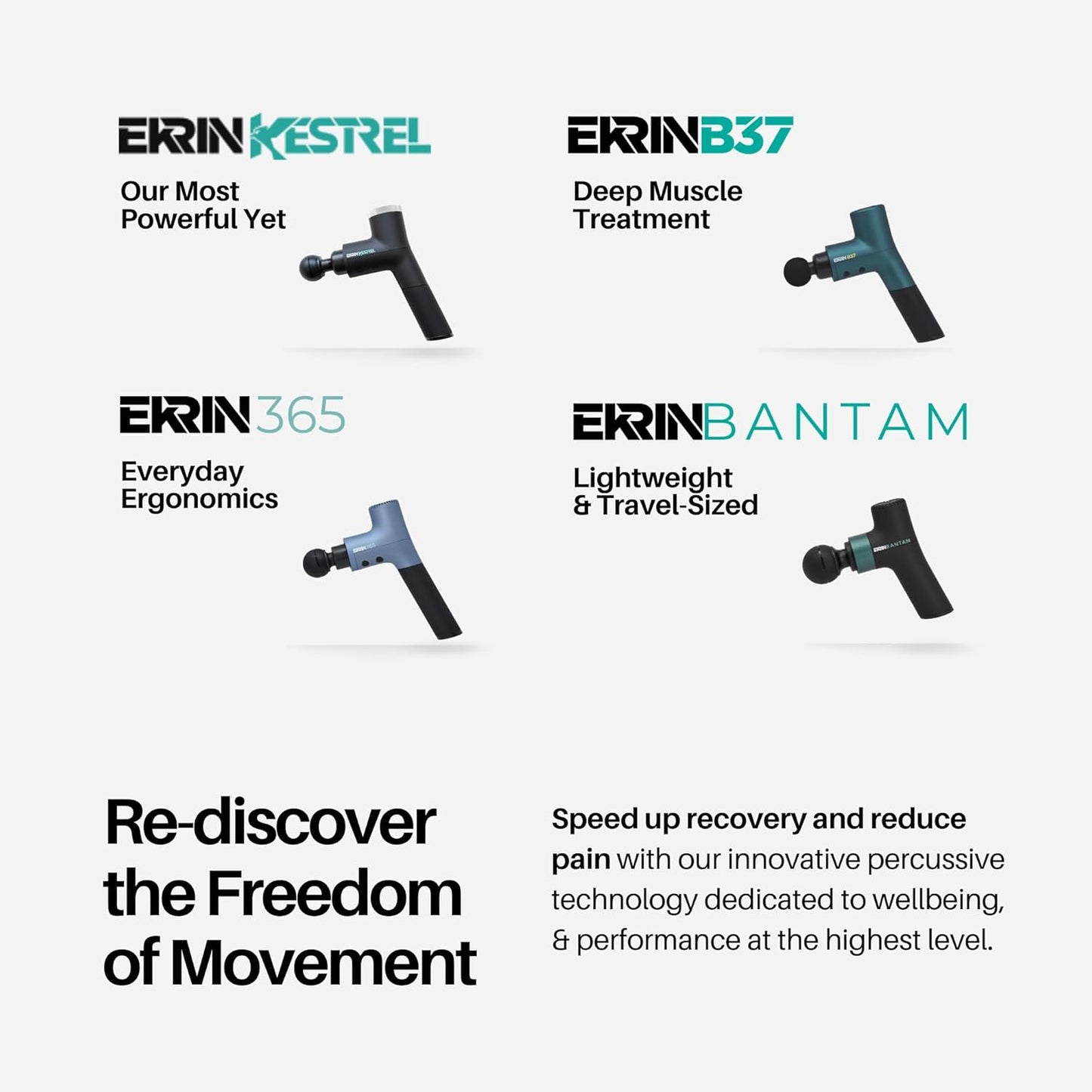 Ekrin Athletics Kestrel Massage Gun: Enhanced Precision & Comfort for Superior Muscle Recovery & Wellness | Relieve Sore Muscles and Stiffness